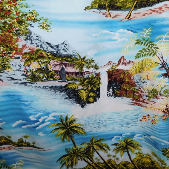 Puanani RJC Hawaii Womens L Rayon Hawaiian Dress MuuMuu Island Ocean Print Blue - Picture 6 of 11